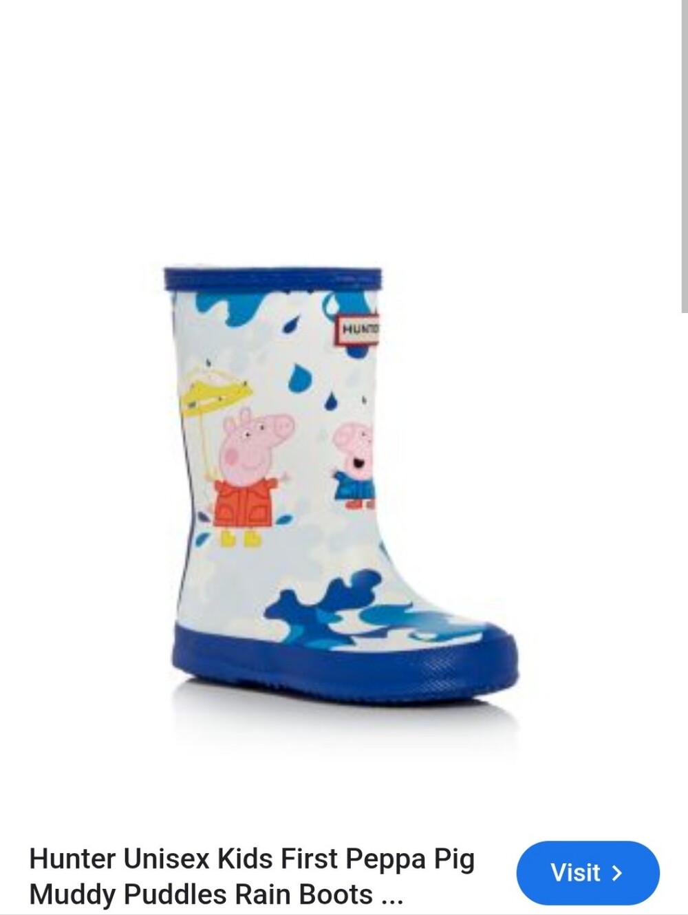 Hunter
Unisex Kids First Peppa Pig Muddy Puddles Rain Boots Size Us 6b/7g